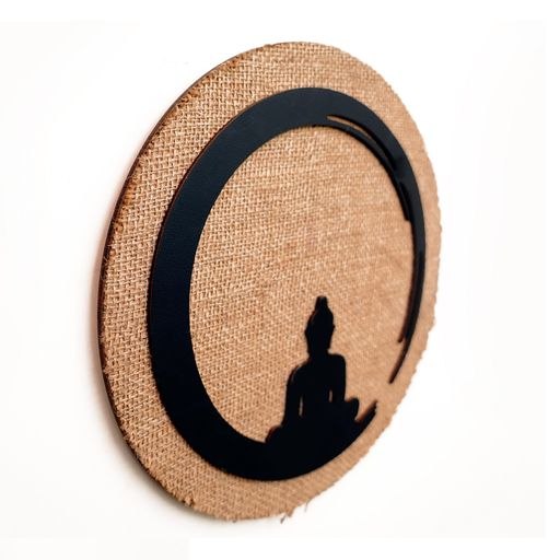 3D Round Buddha Wall Art With Jute Background