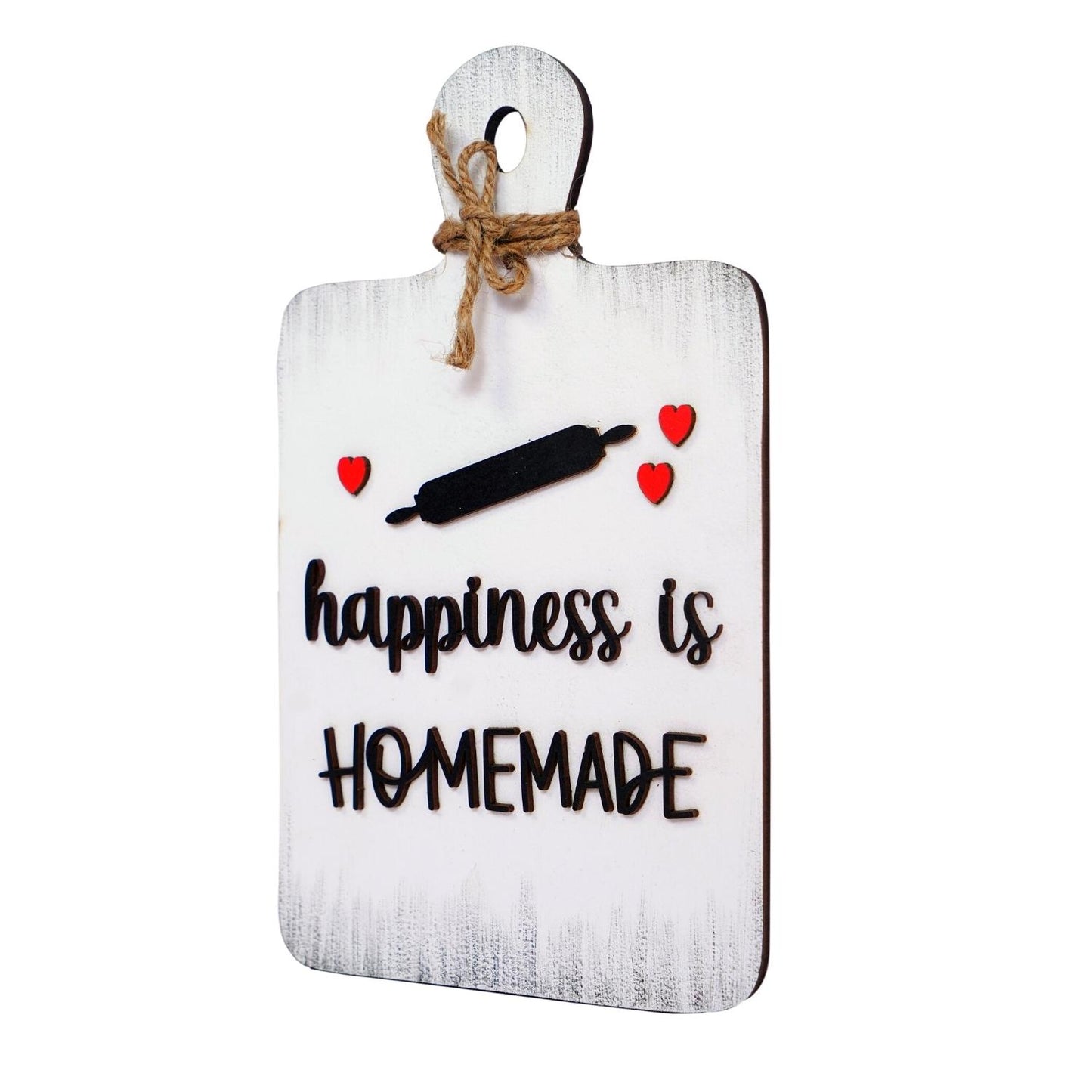 Happiness is Homemade Chop Board Wooden Wall Art for Kitchen, Café, and Restaurant
