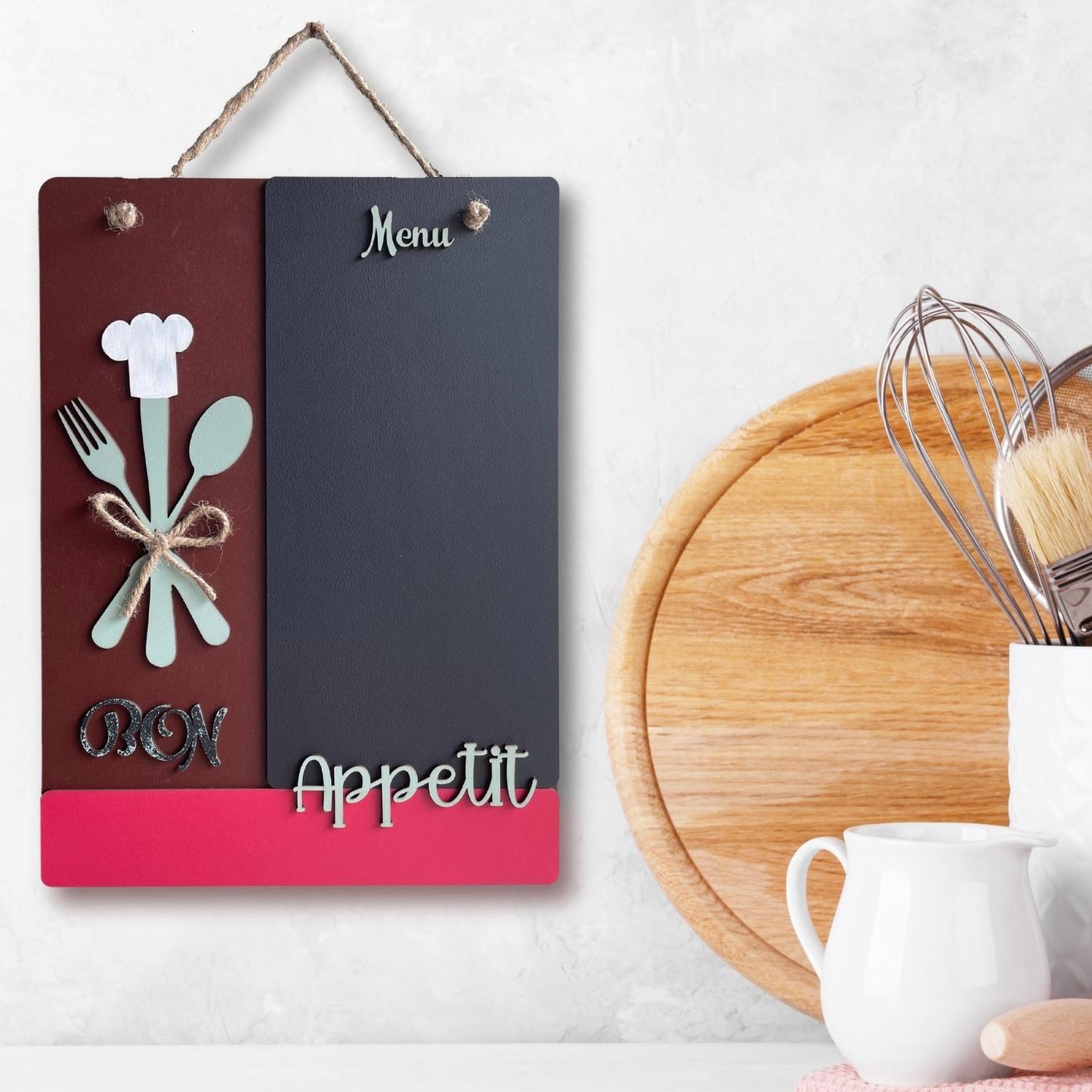 Bon Appetite Designer Kitchen Chalk Board With Hanging