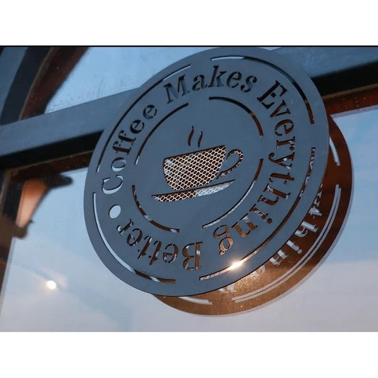 Coffee Quote Wooden Wall Signage 11 Inches Black