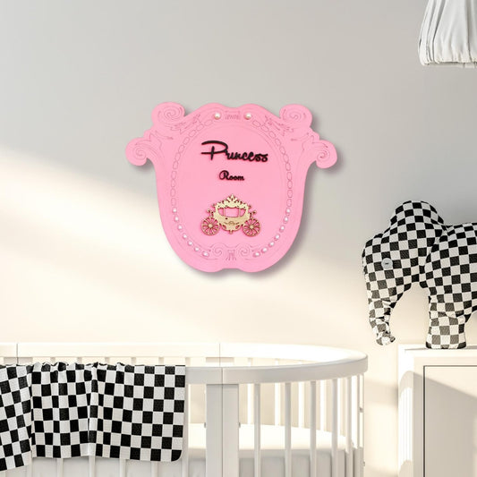 Royal Princess Room Wooden Wall Signage 14 X 11 Inches - Pink