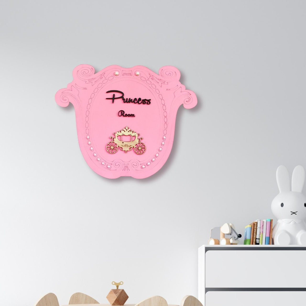 Royal Princess Room Wooden Wall Signage 14 X 11 Inches - Pink
