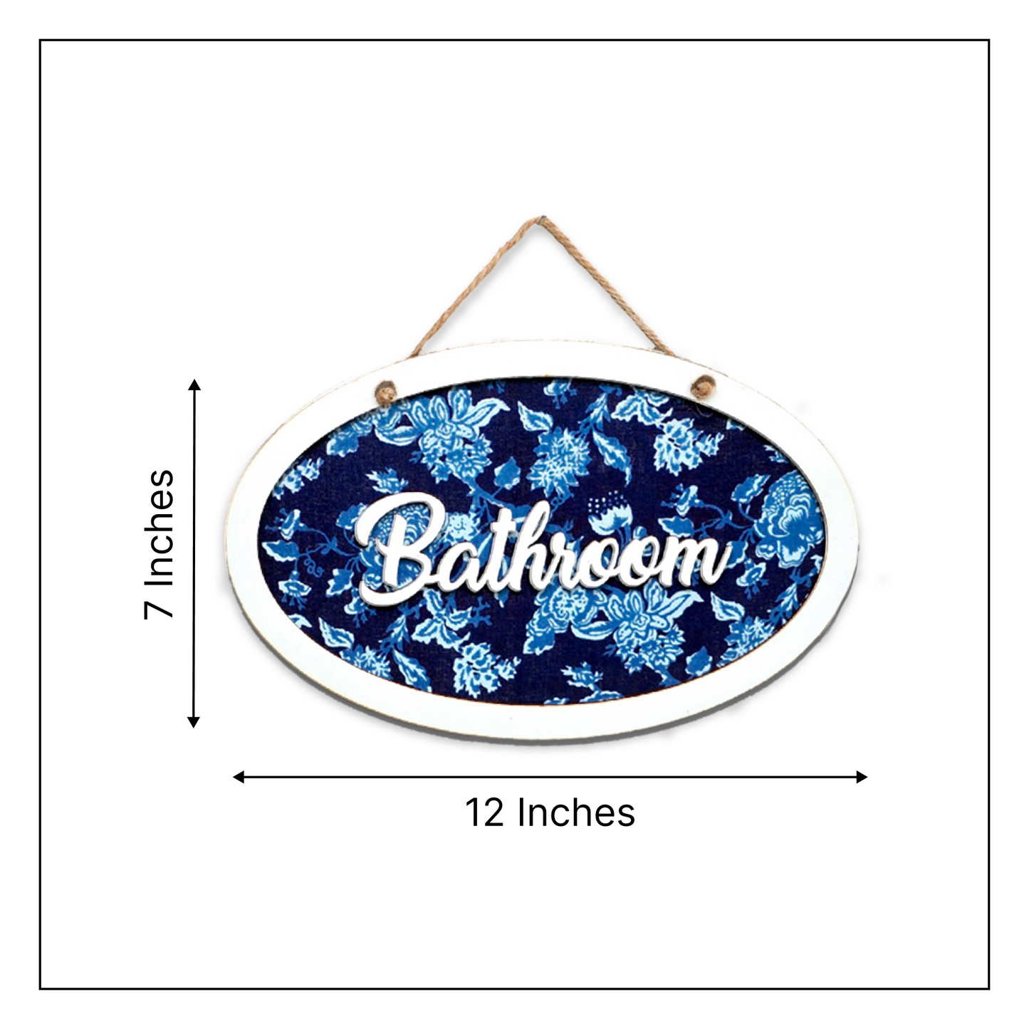 Bathroom Wooden Oval Shape Hanging Sign Board