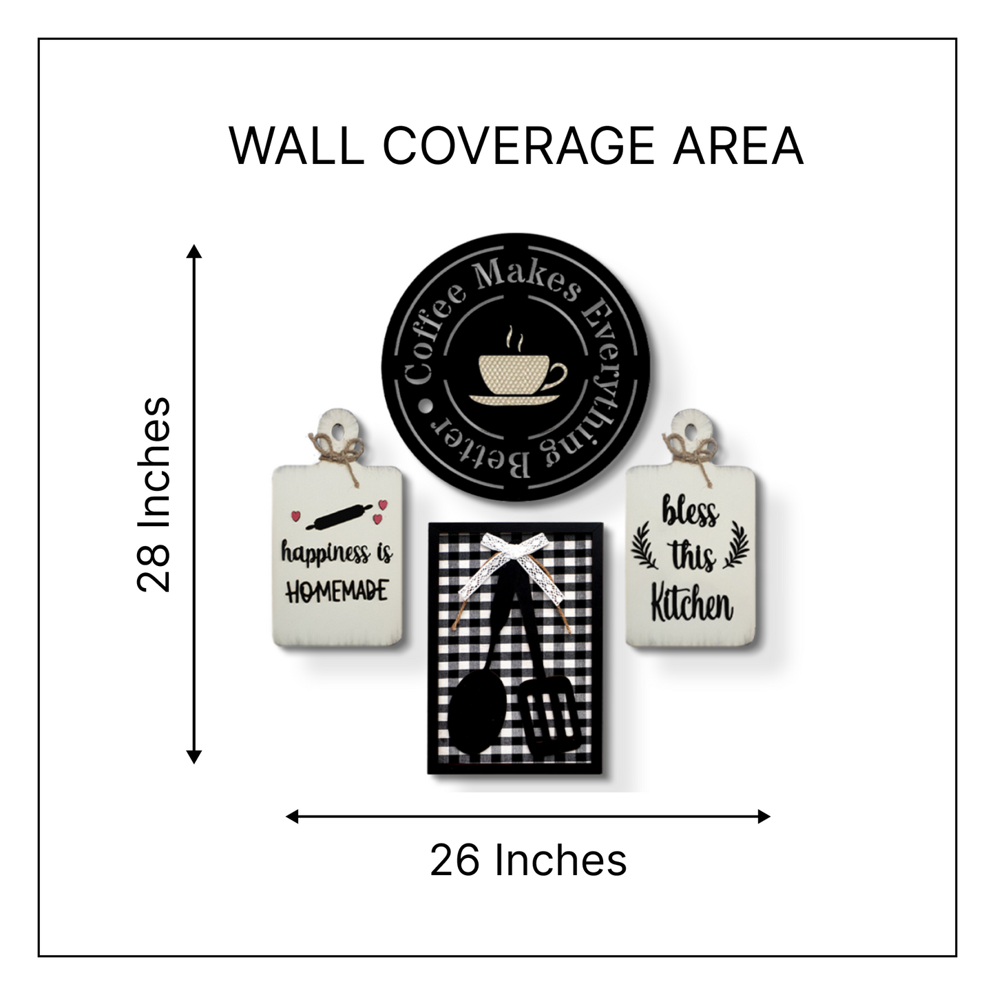 Set of 4 Kitchen Wall Decoration Items Stylish For Home, Kitchen, Cafe, Restaurant, Hotel | Cafe Wall Decor