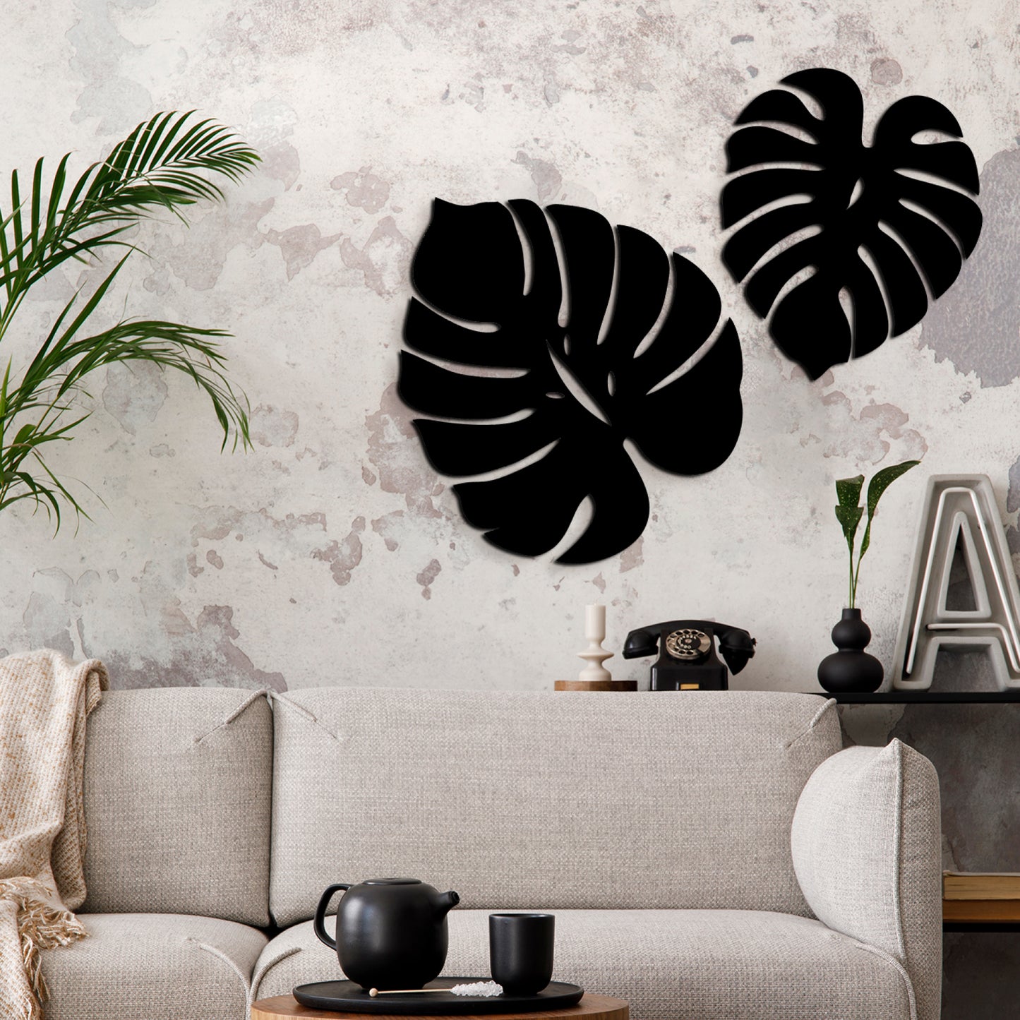 Palm Leaves Wall Hanging Décor Art Set of 2