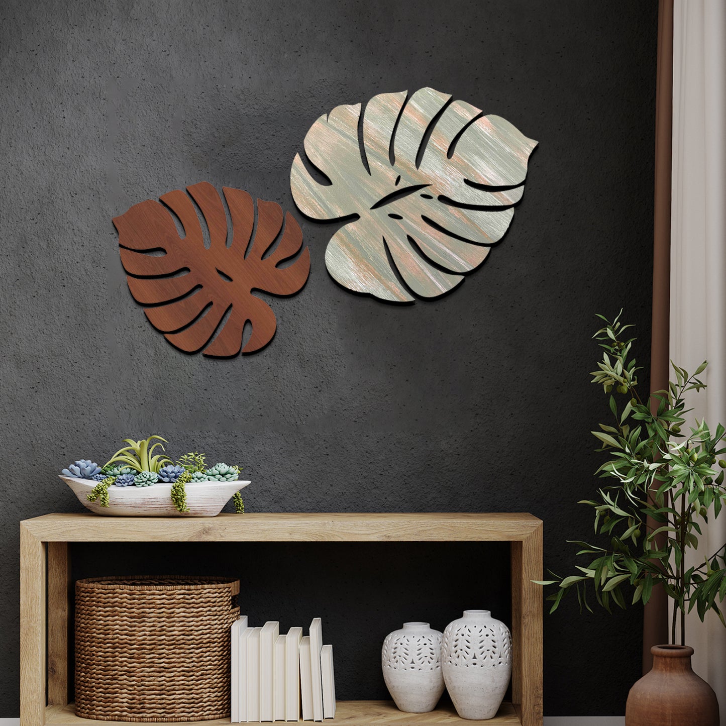 Palm Leaves Wall Hanging Décor Art Set of 2