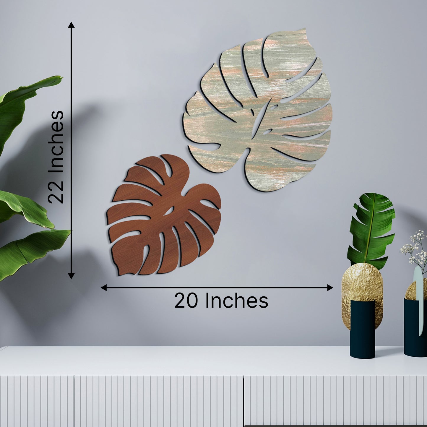 Palm Leaves Wall Hanging Décor Art Set of 2