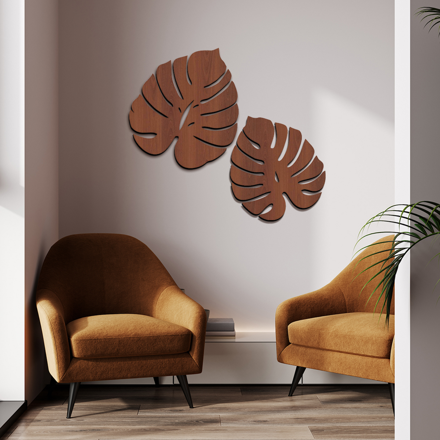 Palm Leaves Wall Hanging Décor Art Set of 2