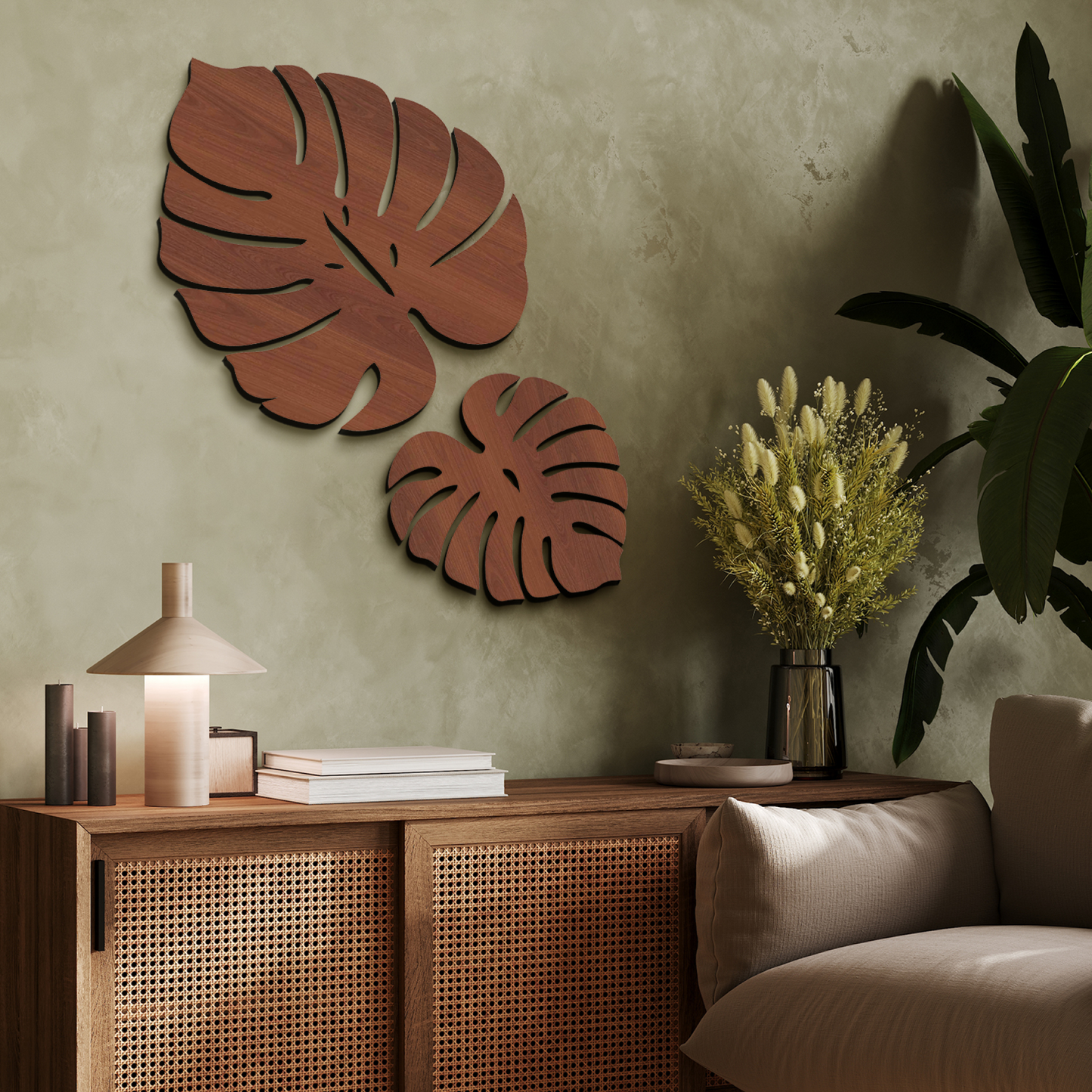 Palm Leaves Wall Hanging Décor Art Set of 2