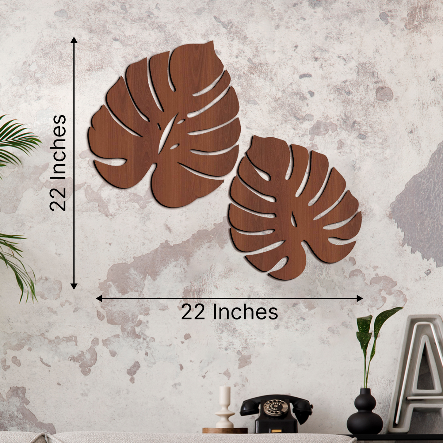Palm Leaves Wall Hanging Décor Art Set of 2