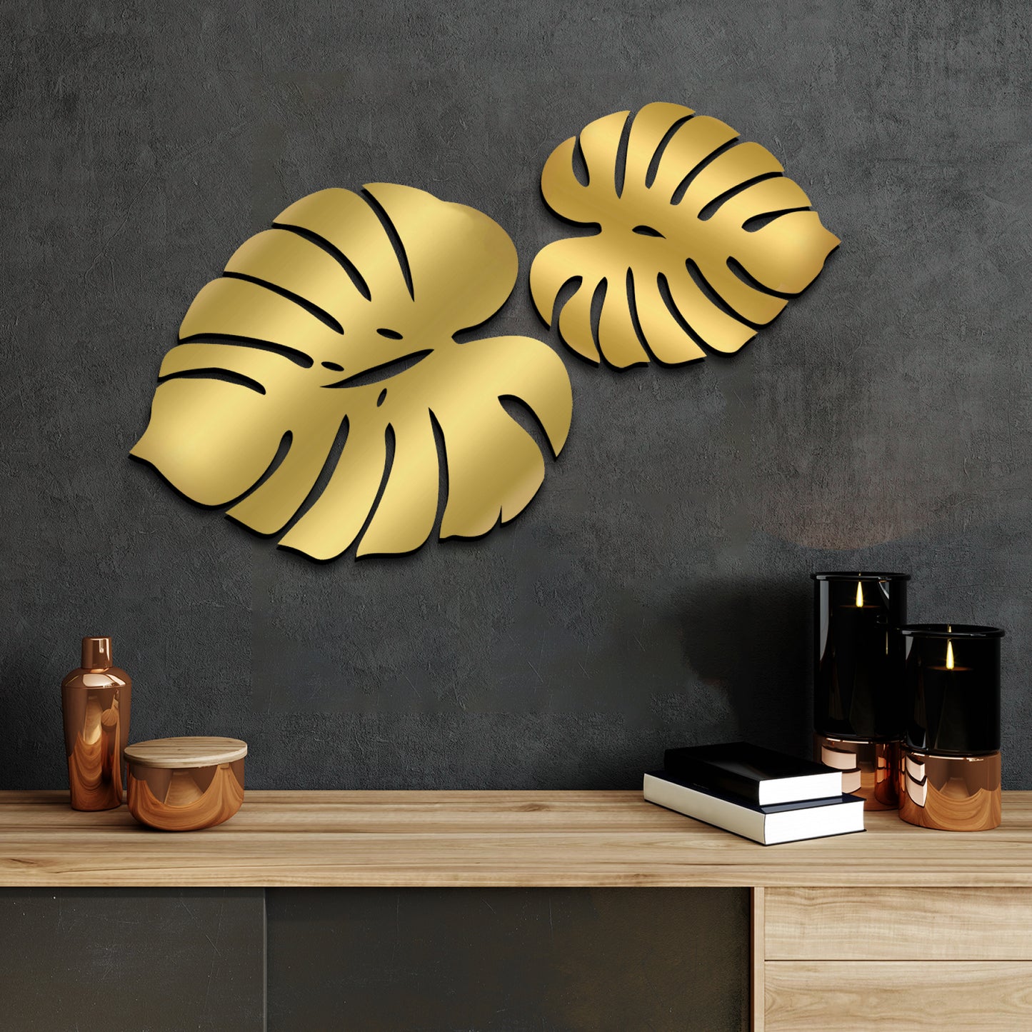 Palm Leaves Wall Hanging Décor Art Set of 2