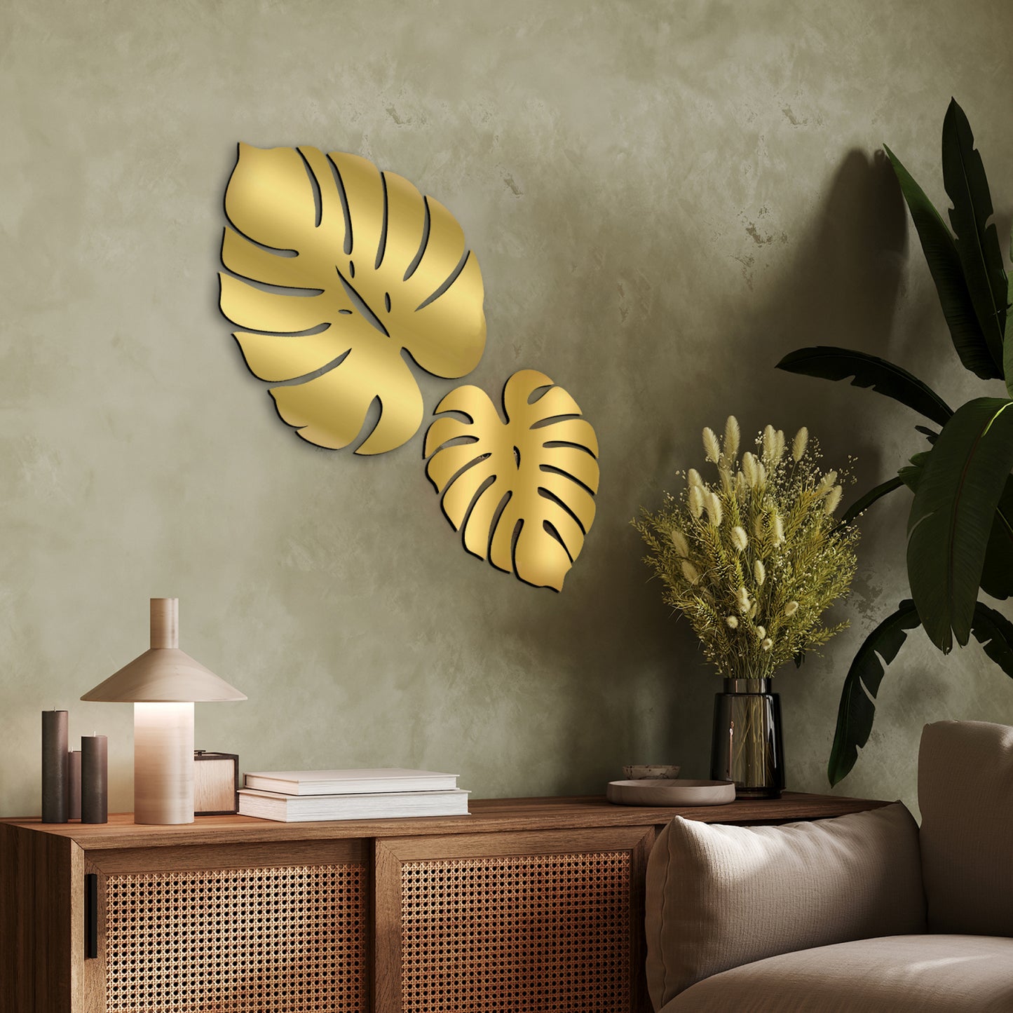 Palm Leaves Wall Hanging Décor Art Set of 2