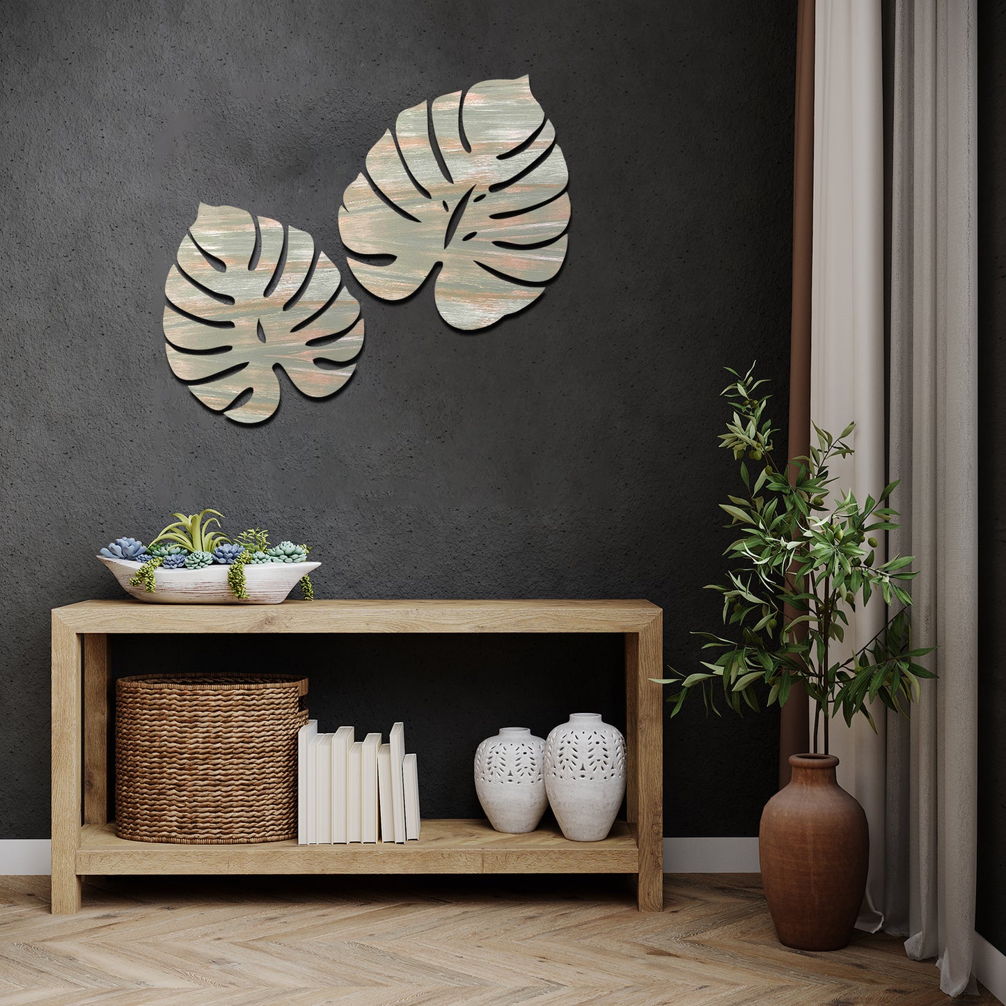 Palm Leaves Wall Hanging Décor Art Set of 2