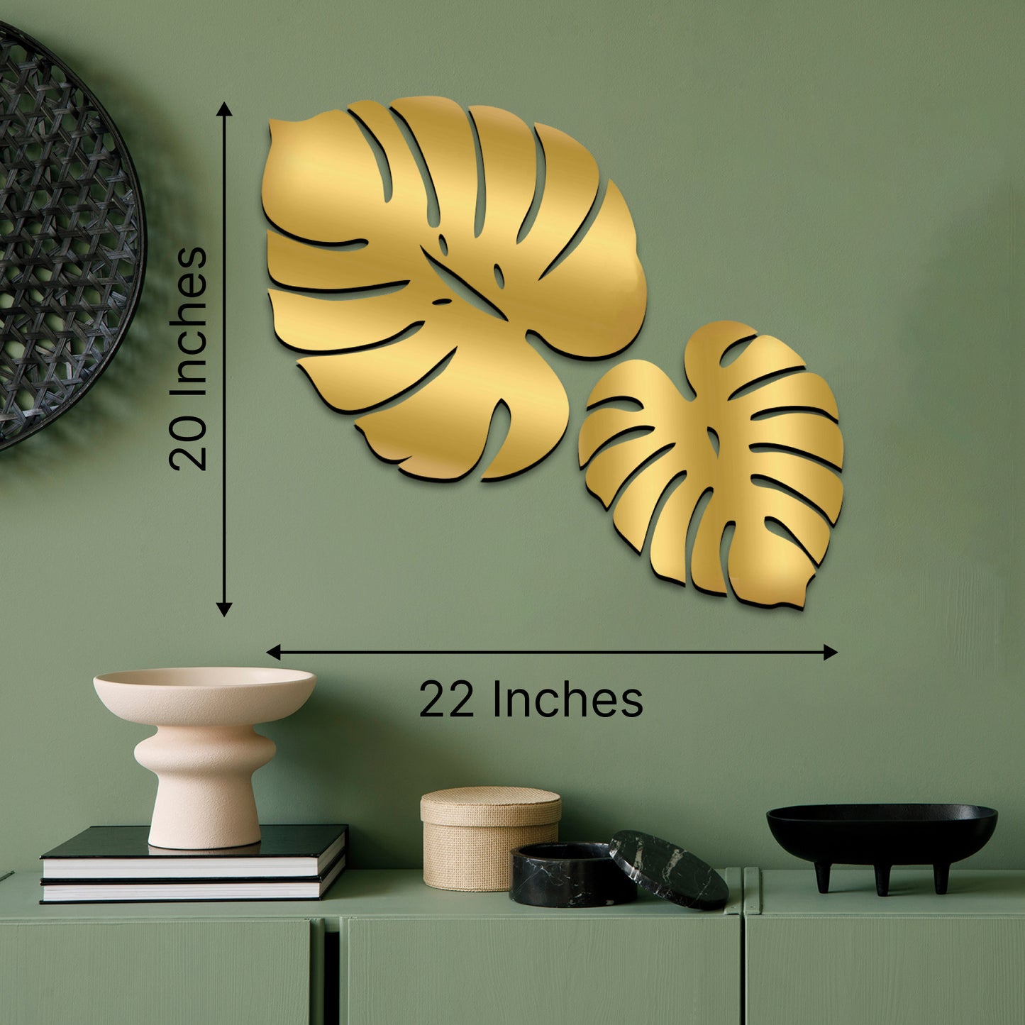 Palm Leaves Wall Hanging Décor Art Set of 2