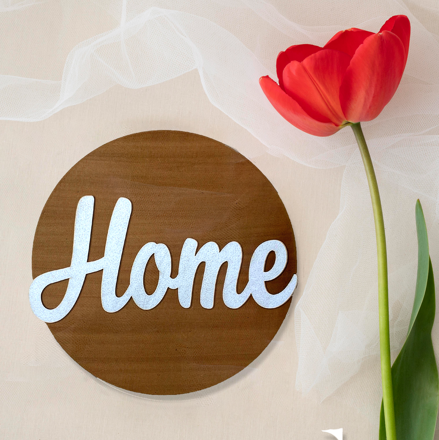 Home 3D Circle Wall Art With Sturdy Base and 3D Letters