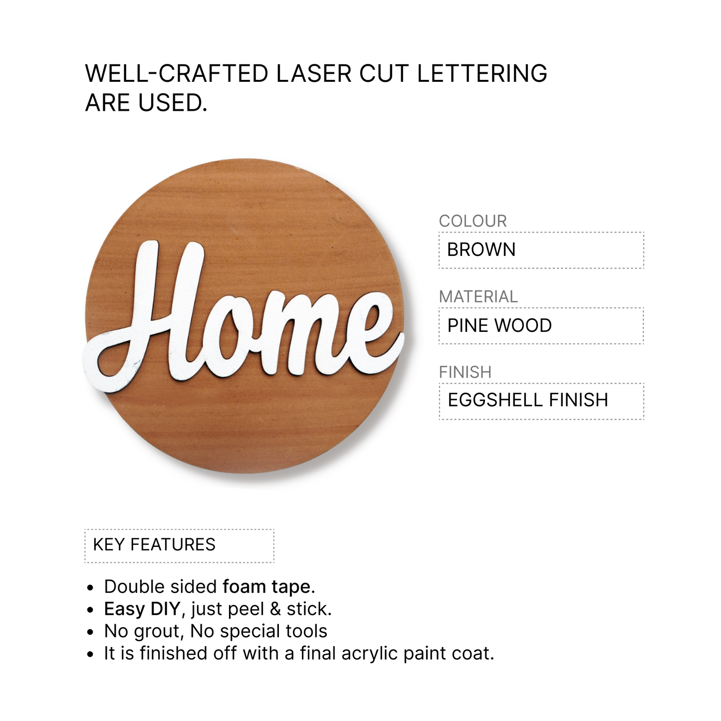 Home 3D Circle Wall Art With Sturdy Base and 3D Letters