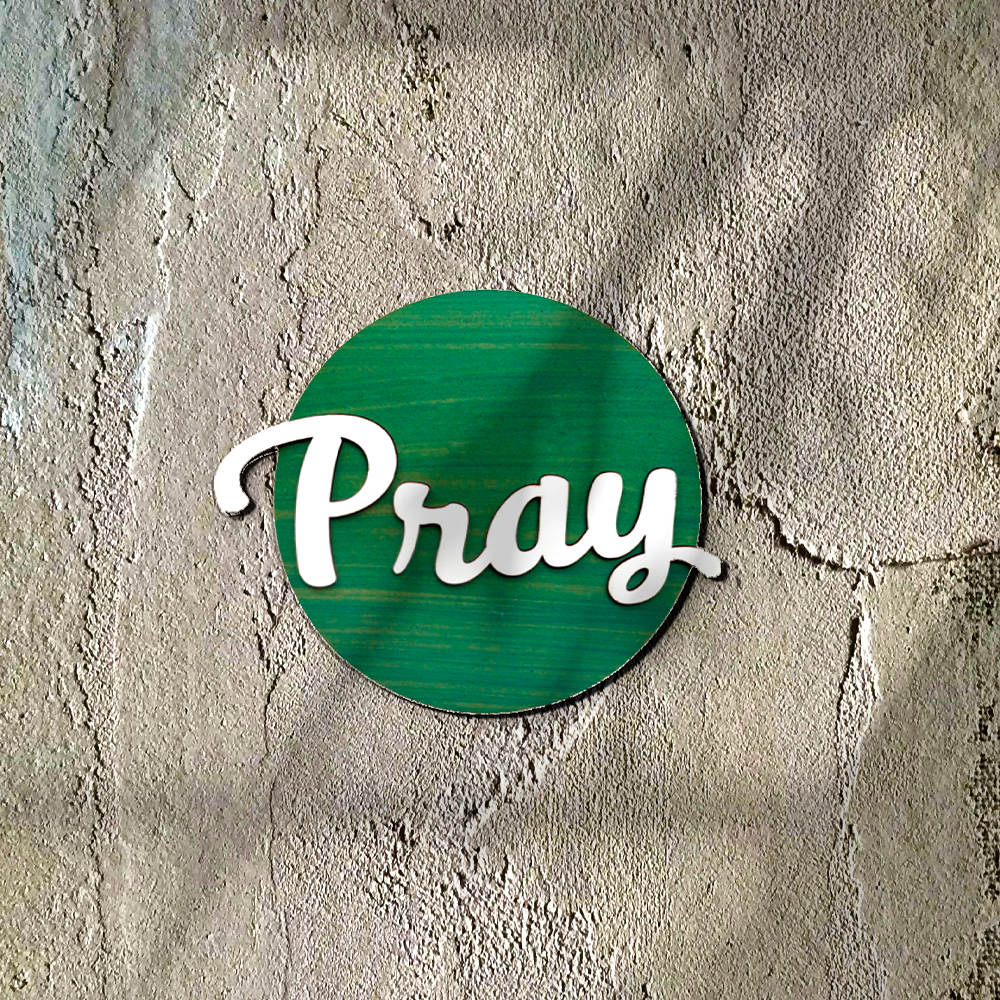 PRAY 3D Circle Wall Art With Sturdy Base and 3D Letters