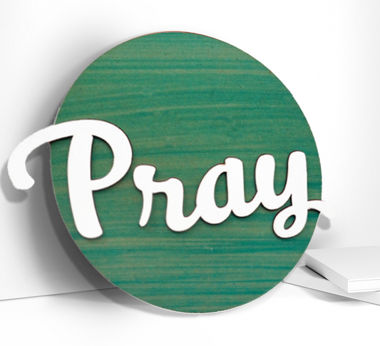 PRAY 3D Circle Wall Art With Sturdy Base and 3D Letters