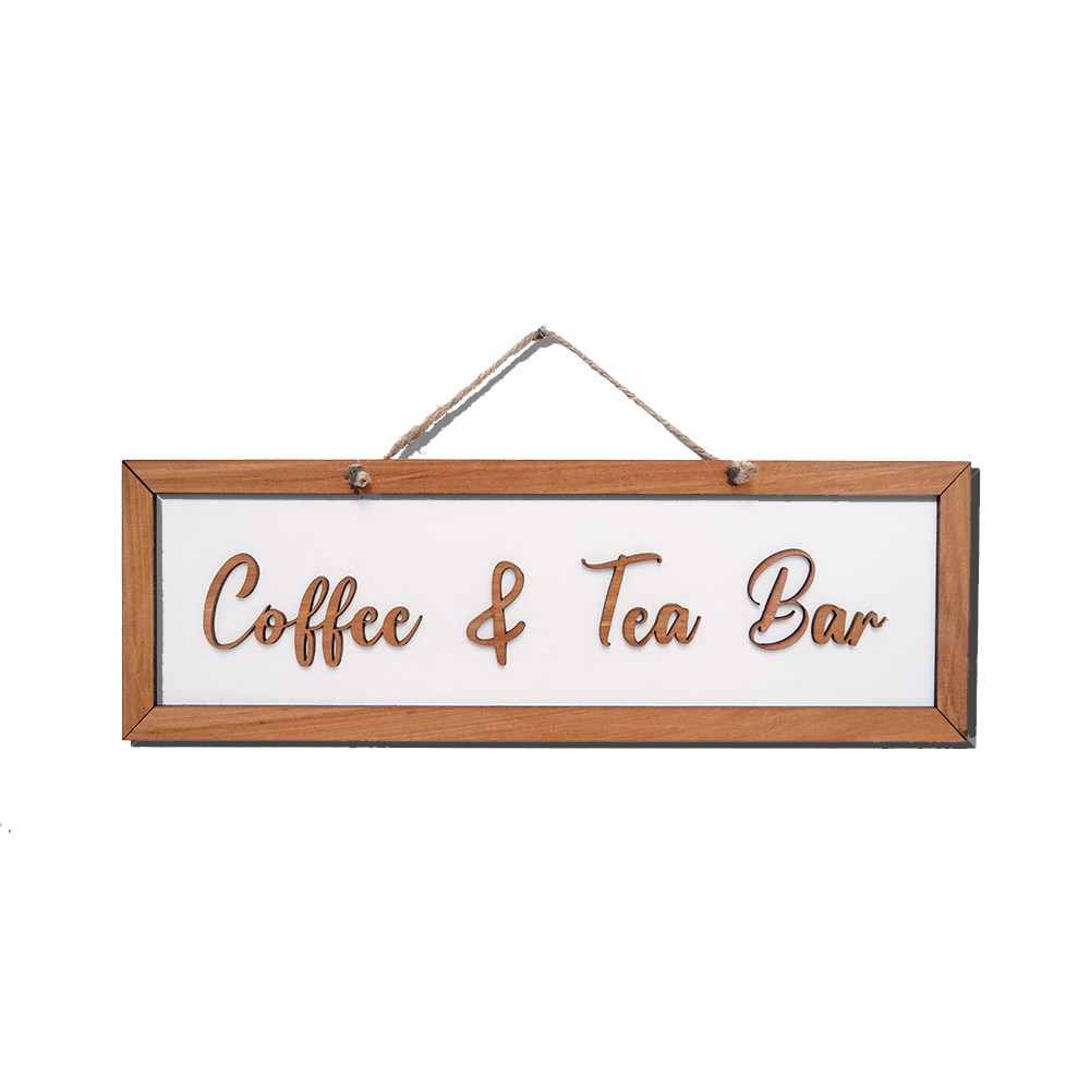 Coffee and Tea Quote Wooden Hanging Sign Board
