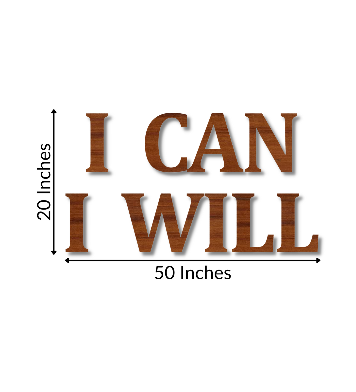 I CAN I WILL Motivational Quote 3D Wooden Art