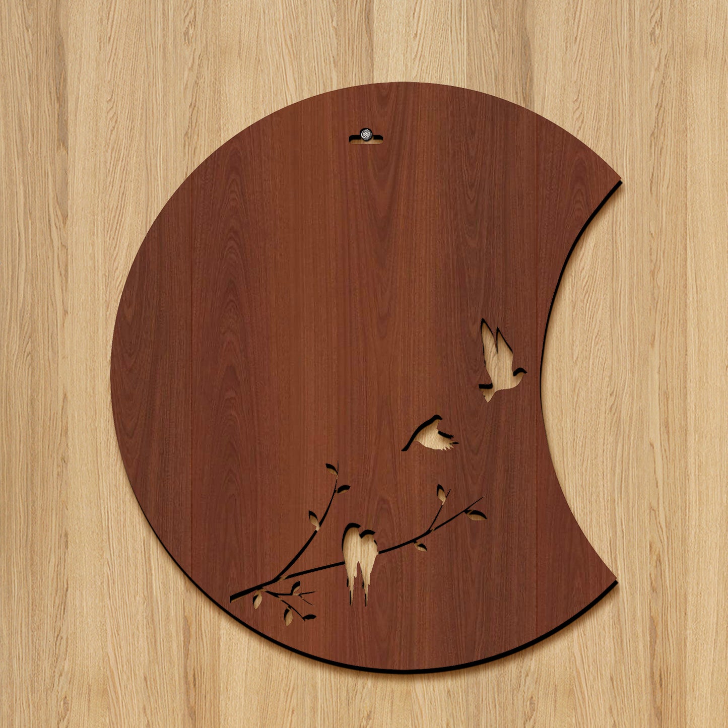 Flying Birds Half Moon 3D Wooden Wall Hanging Decor