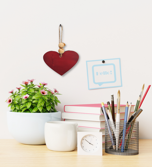 Small Red Heart Hanging Art With Balls
