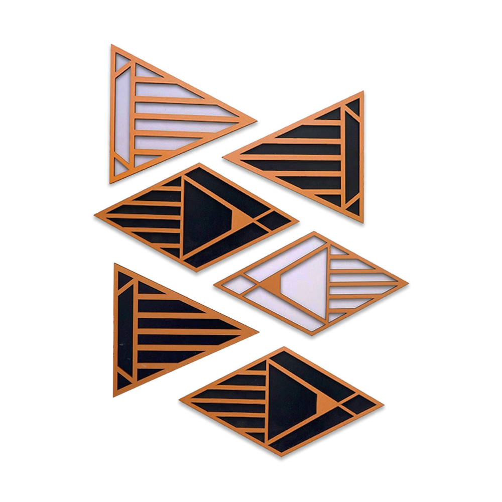 Set of 6 Triangle 3D Wall Art Panel