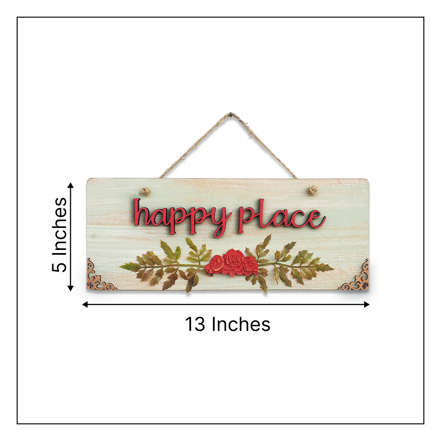 Happy Place Quote Rustic Vintage Wooden Door or Wall Hanging