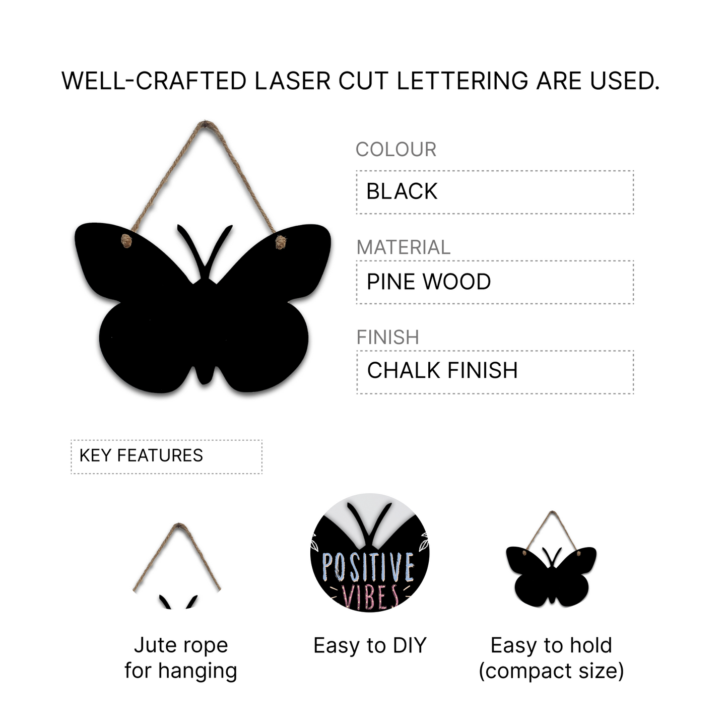 Butterfly Black Chalkboard For Kitchen or Gallery Wall