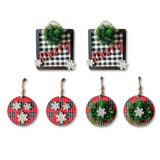 Set of 6 Christmas Decoration For Tree, Wall or Door