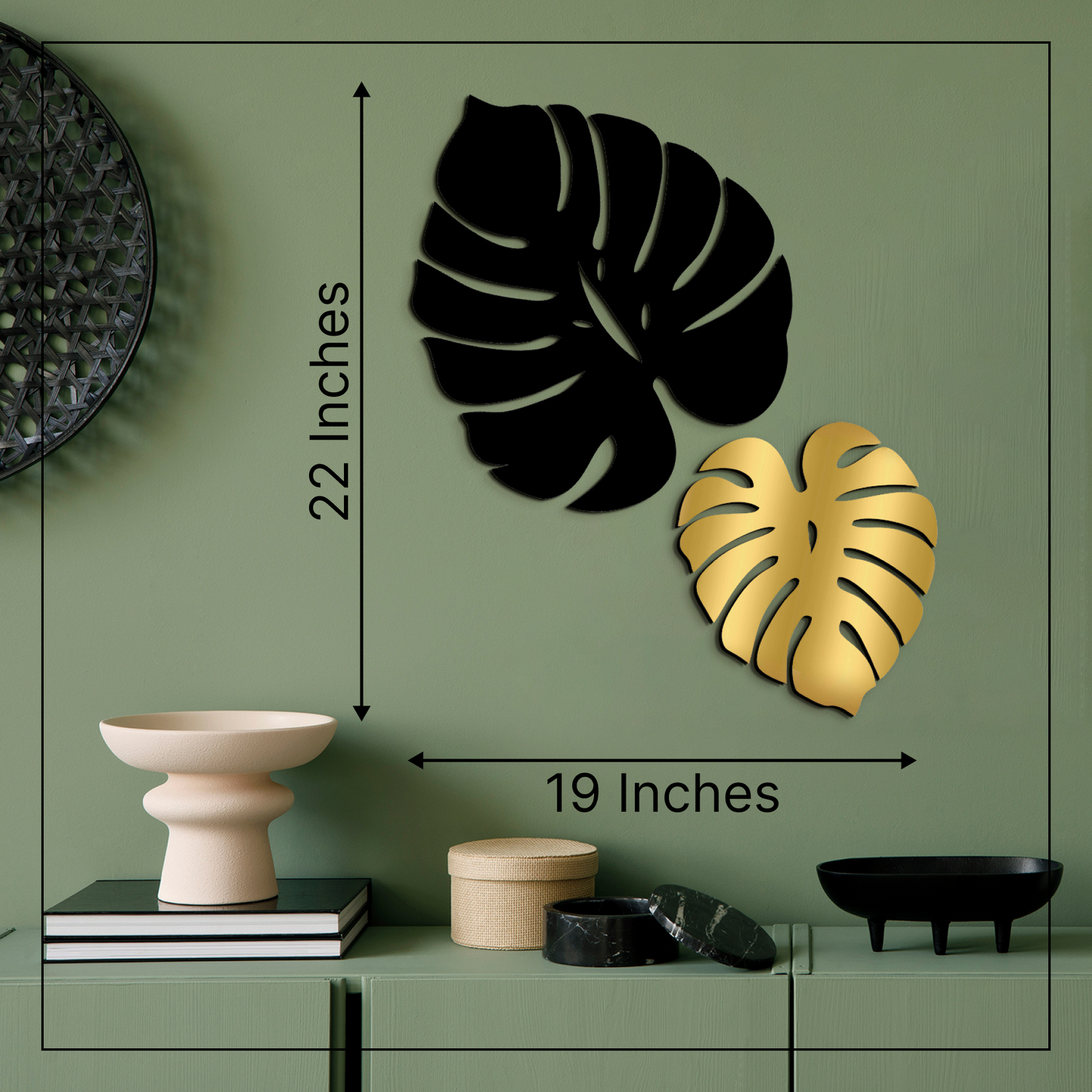 Palm Leaves Wall Hanging Décor Art Set of 2