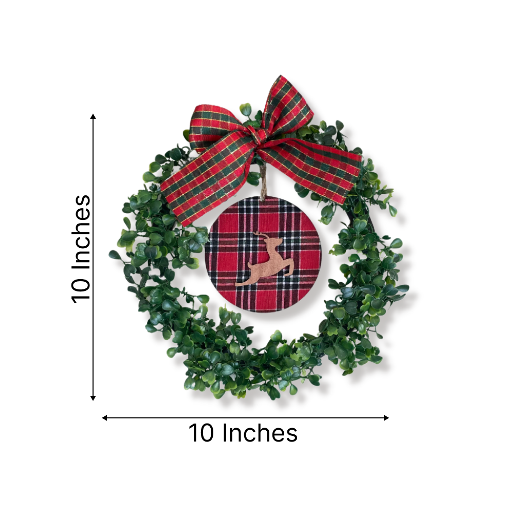 Reindeer, Leaves and Bow Beautiful Christmas Wreath Ring
