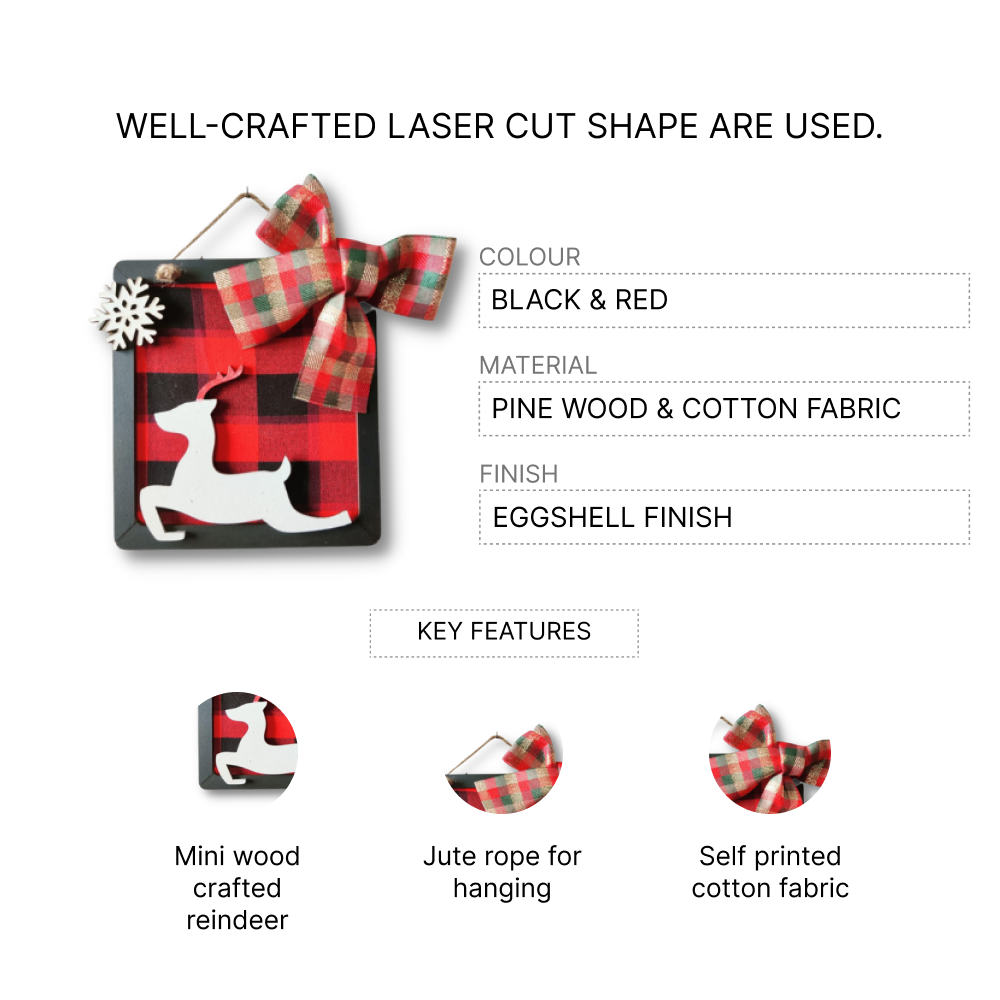 Reindeer, Bow, & Snowflakes Square Art