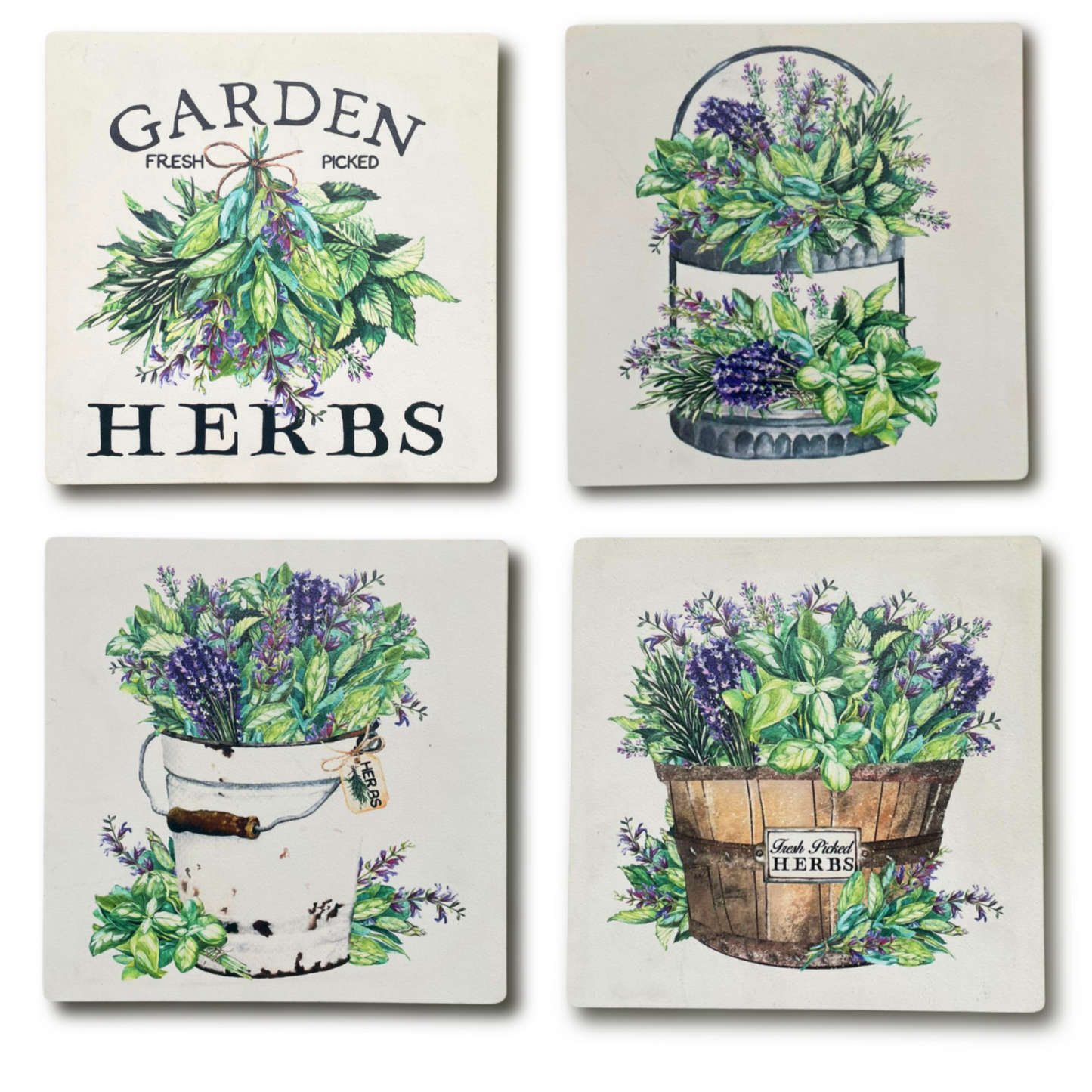Rustic Herb Garden Gallery Wall Art Panel Set of 4