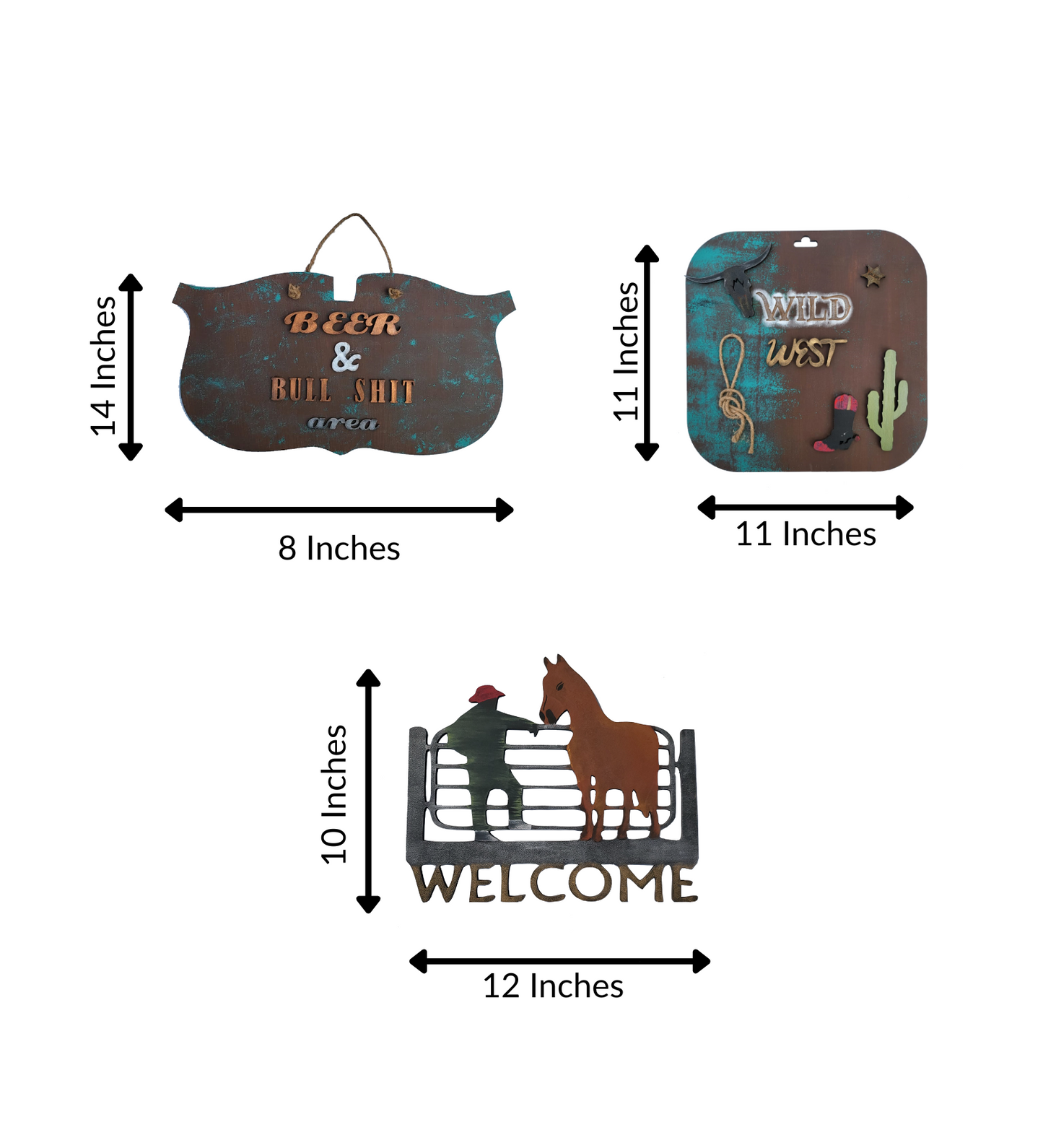 Rustic FarmHouse Theme Wooden Wall Art Set of 3