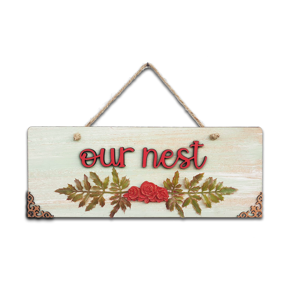 Our Nest Quote Rustic Vintage Wooden Door or Wall Hanging