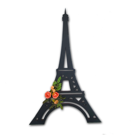 3D Eiffel Tower With Red Roses Wooden Wall Art
