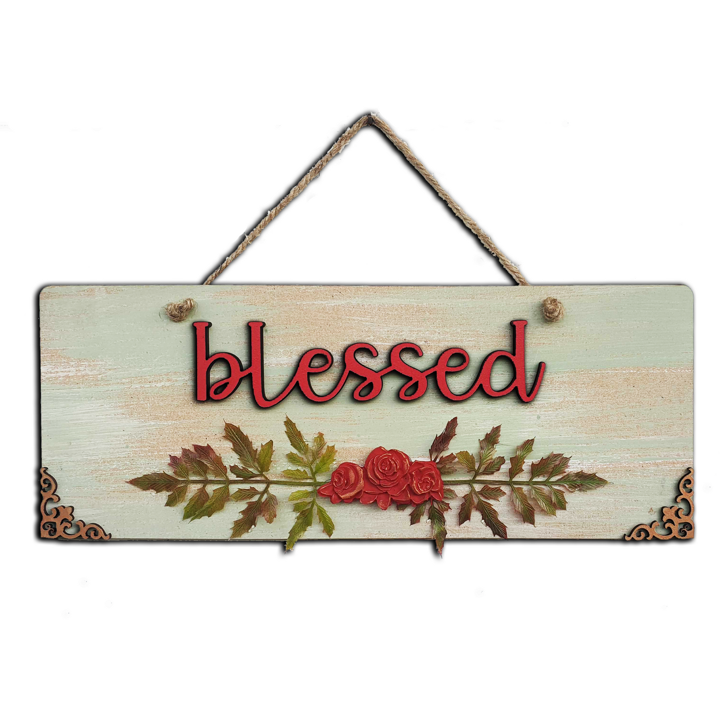 Blessed Quote Rustic Vintage Wooden Door or Wall Hanging