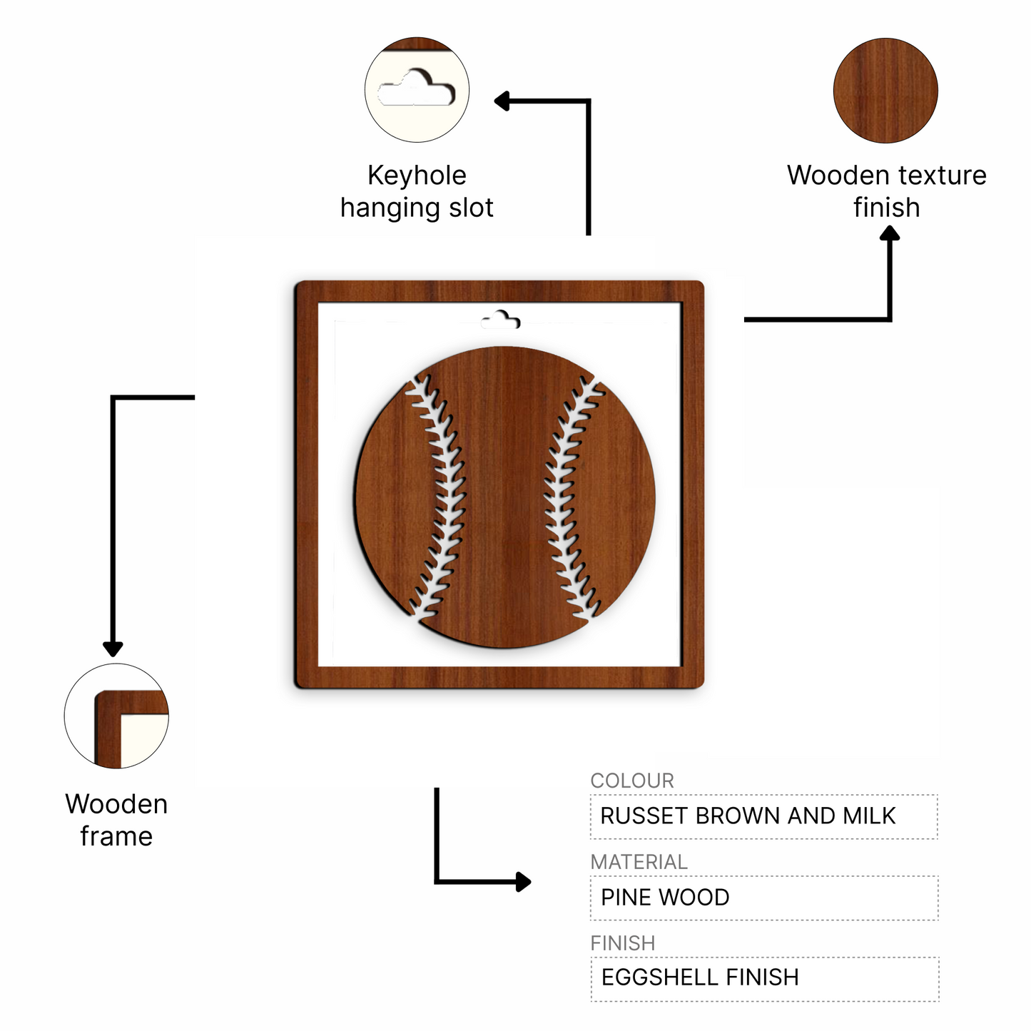 Baseball Framed Wooden Wall Art