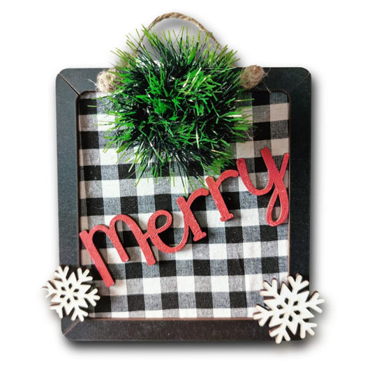 Merry Quote With Snowflakes and Green Tassel Art