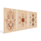 Hamsa Evil Eye Protector Wood Print Wall Art Set of 3