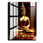 Meditating Buddha Idol Wood Print Wall Art Black & Gold
