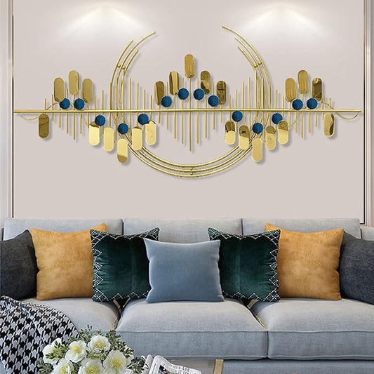 Gold and Blue Waves Wall Sculpture Metal Wall Art