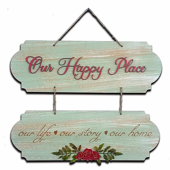 Our Happy Place 2 Layer Vintage Decorative Wall Art