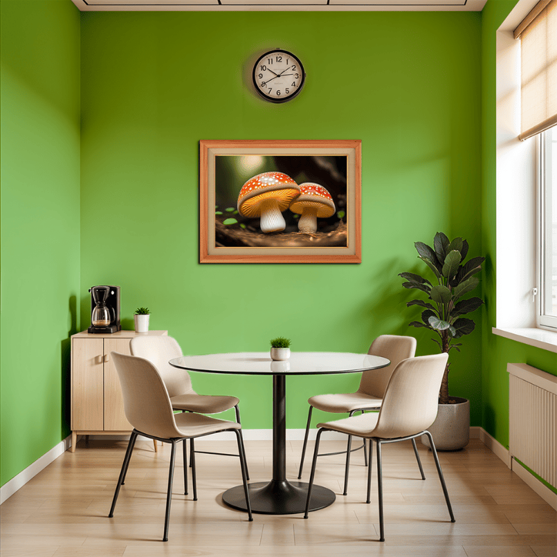 Mushrooms Nature Wood Print Wall Art 23x17.5 Inches