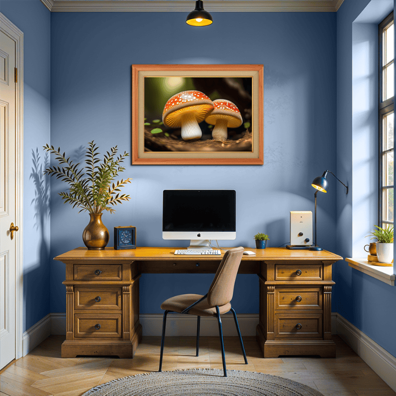 Mushrooms Nature Wood Print Wall Art 23x17.5 Inches