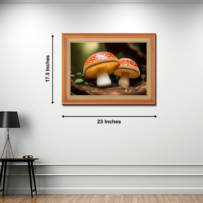 Mushrooms Nature Wood Print Wall Art 23x17.5 Inches