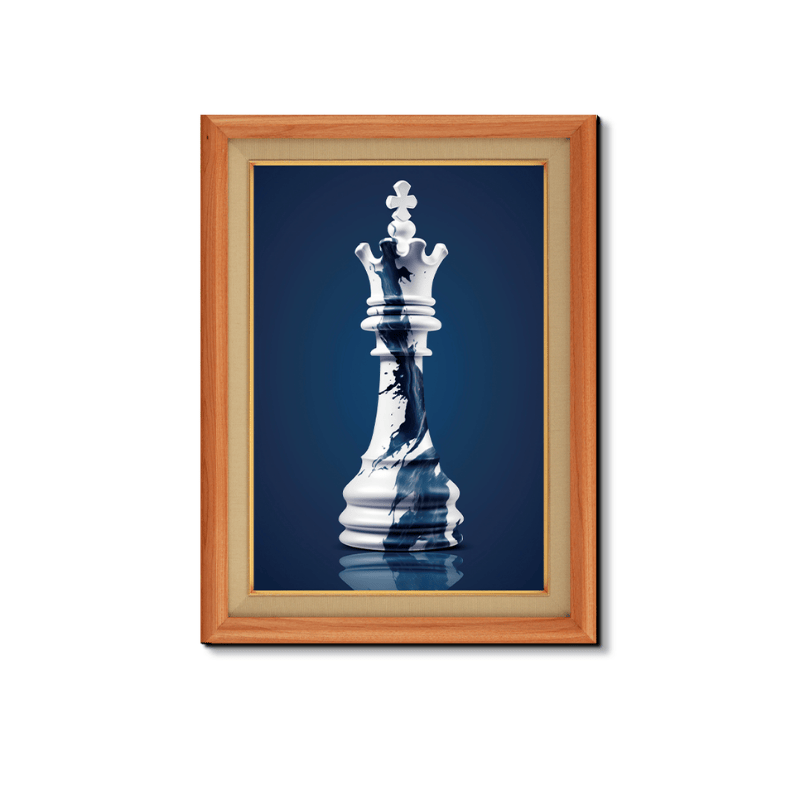 Chess King Blue With White Shade Wood Print Wall Art 18x23 Inches