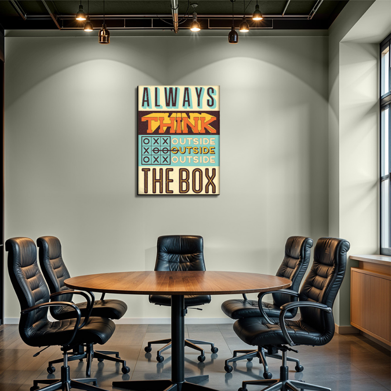 Always Think Outside The Box Vintage Wood Print Wall Art