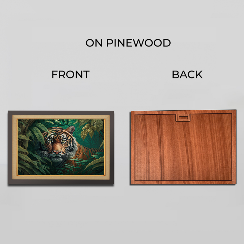 Bengal Tiger Staring In Tropical Rainforest Wood Print Wall Art 23x17.5 Inches